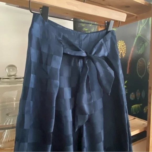 Urban Outfitters Blue Checkered Satin High Waisted Wide Leg Pants 0 - Picture 7 of 16